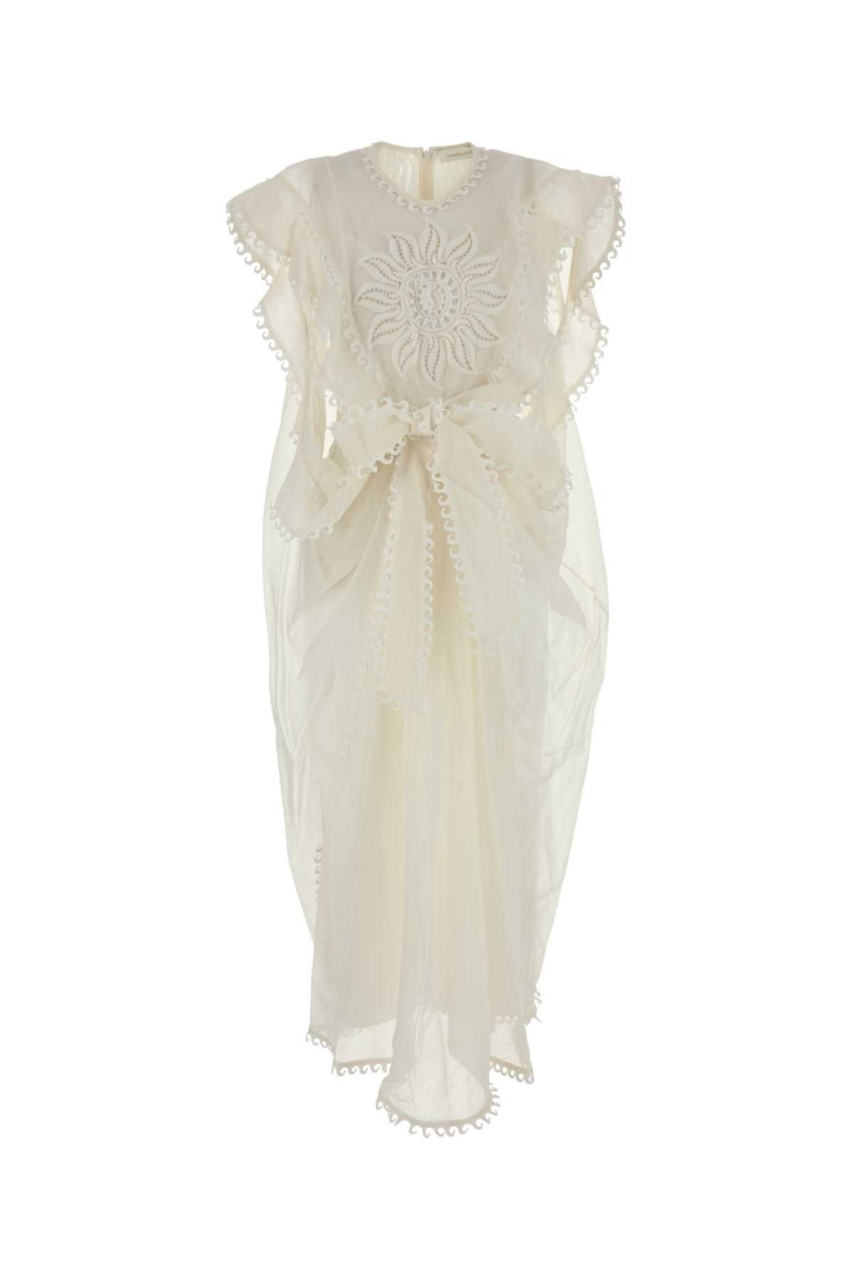 White Linen Blend Balance Dress