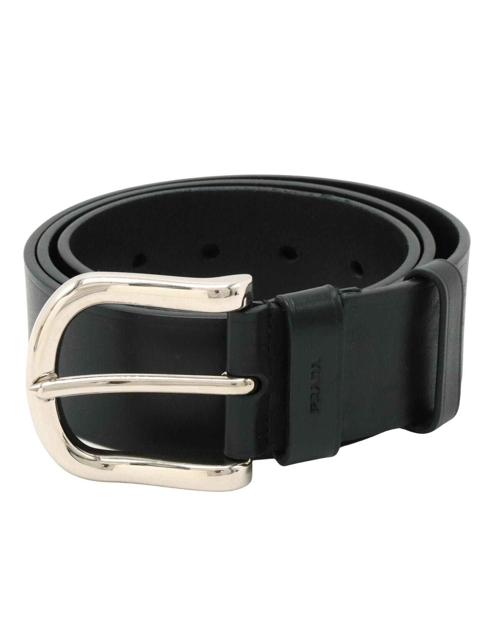 image of Prada Black Leather Standard Belt, Women's