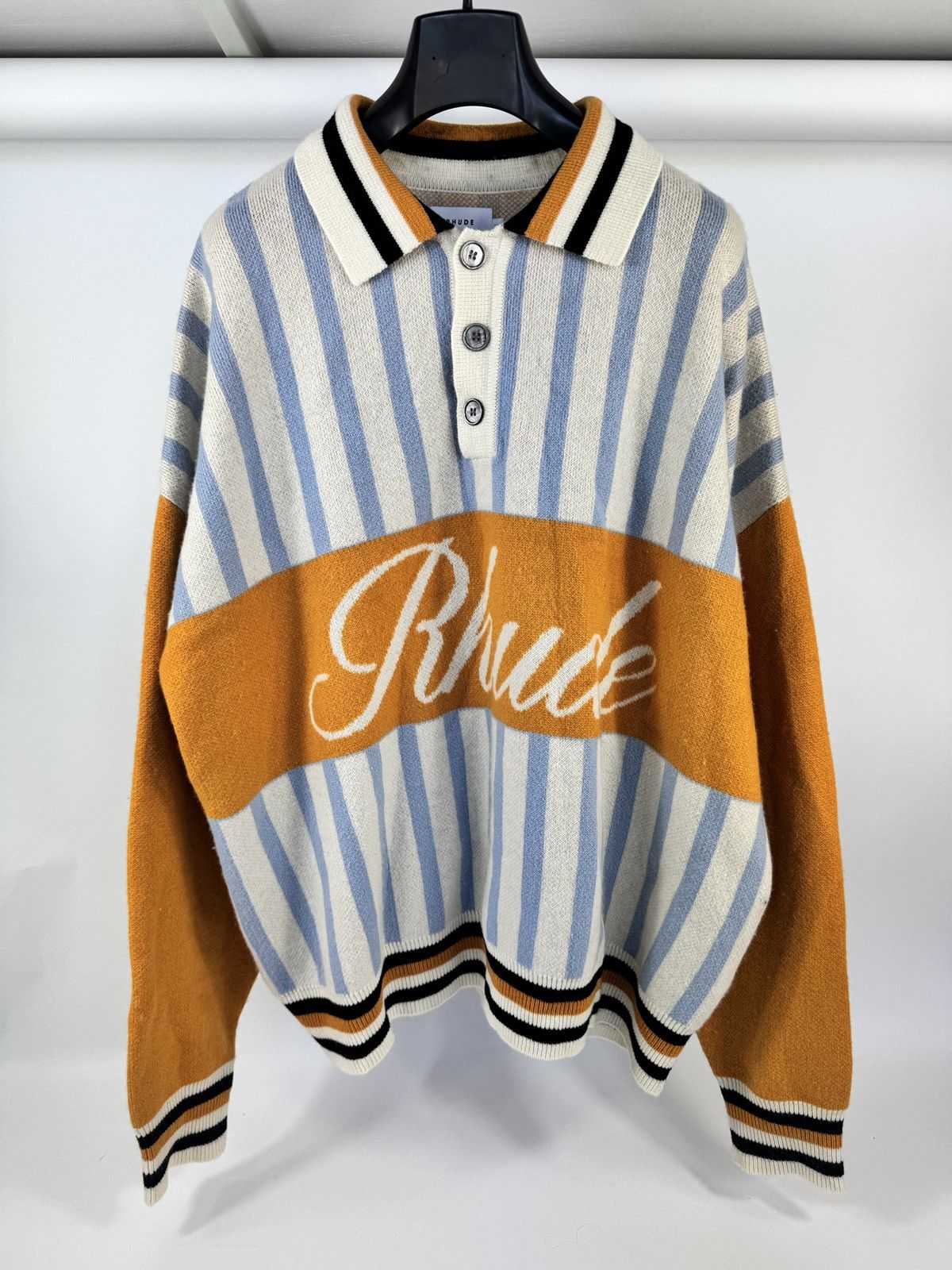 Rhude LOGO PRINT POLO JUMPER Size US XXL / EU 58 / 5 - 1 Thumbnail