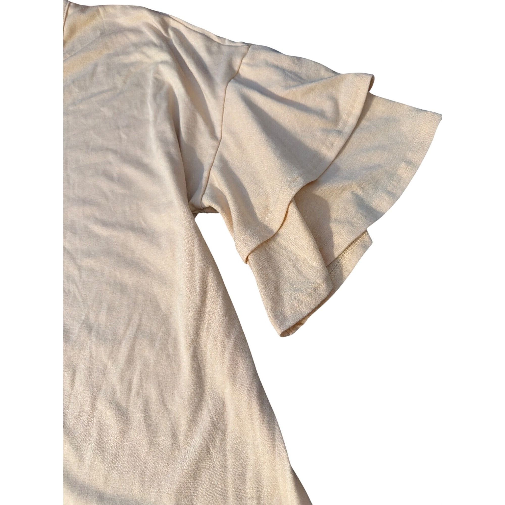 Other Light Peach Beige Tunic Shirt Ruffle Sleeves V Neck Size XXL Size XXL / US 16-18 / IT 52-54 - 3 Thumbnail