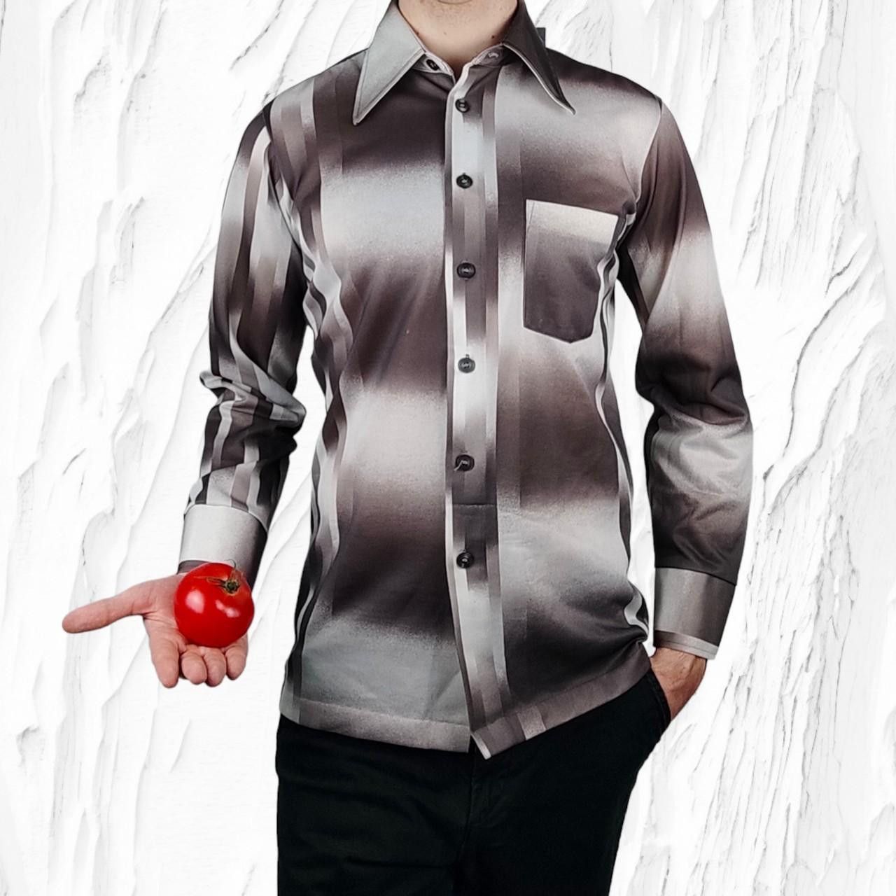 Vintage Vintage Gray 80's style funky shirt with big collar Size US L / EU 52-54 / 3 - 1 Thumbnail