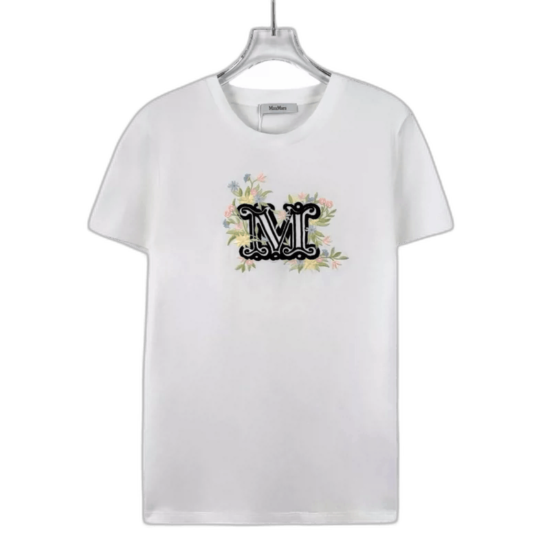 Maxmara White Floral Embroidered Cotton T-Shirt