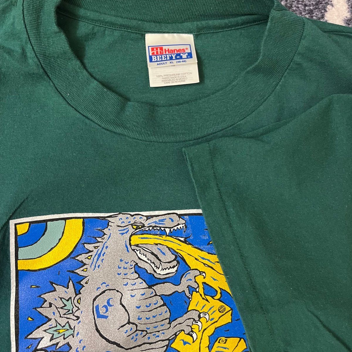 Hanes Vintage single stitch Godzilla Rules! Green T-Shirt Graphic Size US M / EU 48-50 / 2 - 3 Thumbnail