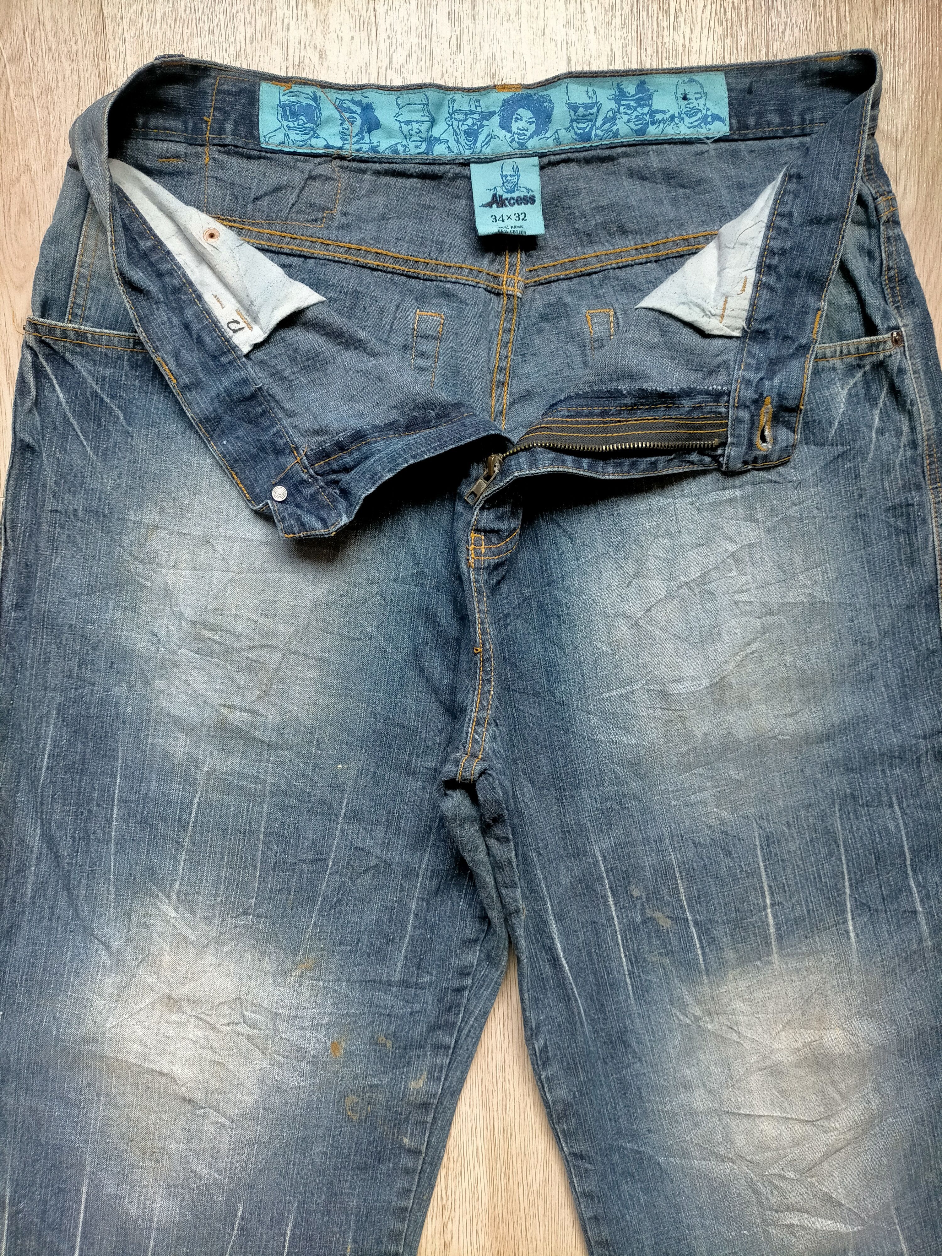 JNCO × Japanese Brand Akcess Baggy Vtg 90s Hip Hop Skate Style Denim Size US 34 / EU 50 - 6 Thumbnail