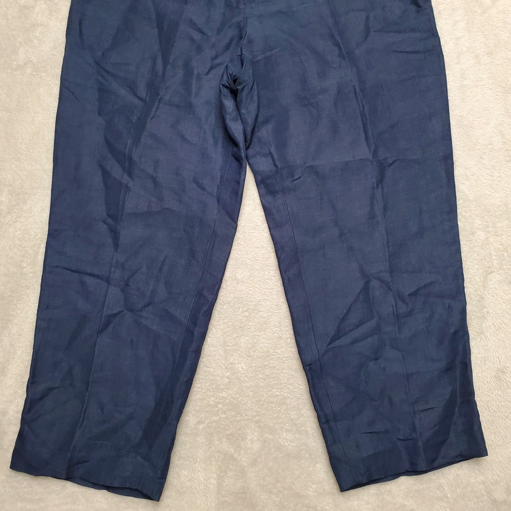Vintage VINTAGE Jones Wear Navy Blue Linen Blend Flat Front Pants Womens 12 Casual Size 34" / US 12 / IT 48 - 2 Thumbnail