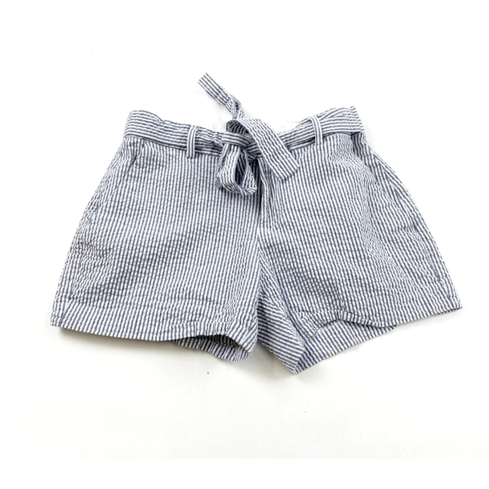 Banana Republic Banana Republic Shorts Women’s 0 White Striped Textured Belted Seersucker Chino Casual Women Size 25" / US 0 / IT 36 - 2 Thumbnail