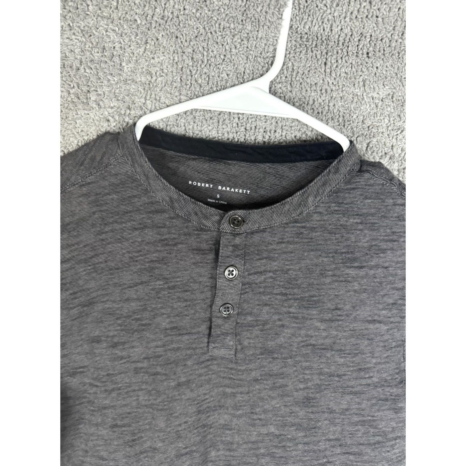 Vintage Robert Barakett Shirt Mens Small Gray Henley Long Sleeve Casual Tee Top Size US S / EU 44-46 / 1 - 4 Thumbnail
