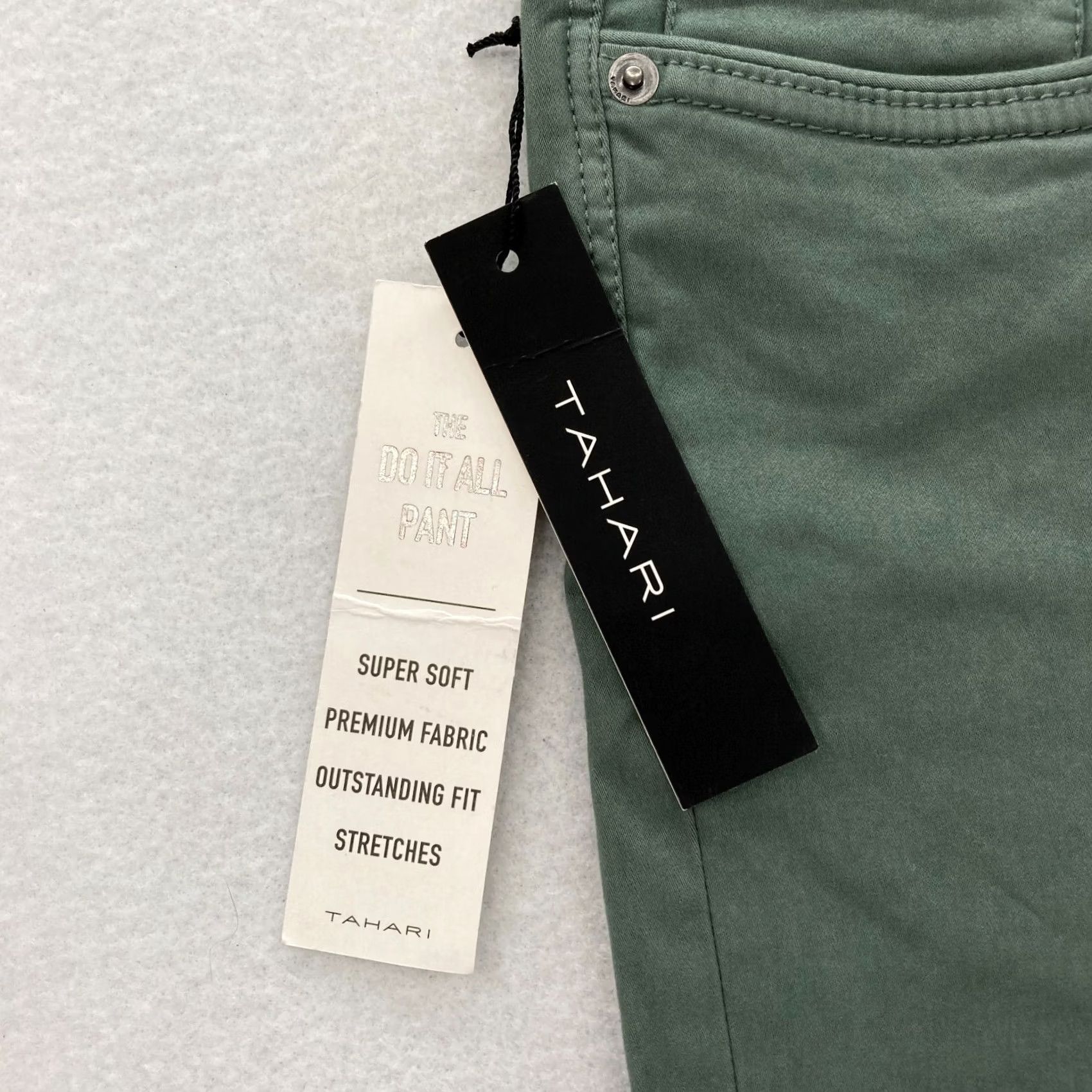 Vintage TAHARI The Do It All Pant Mens 30x30 Green Stretch Waistband Classic Straight Pants Size US 30 / EU 46 - 4 Thumbnail