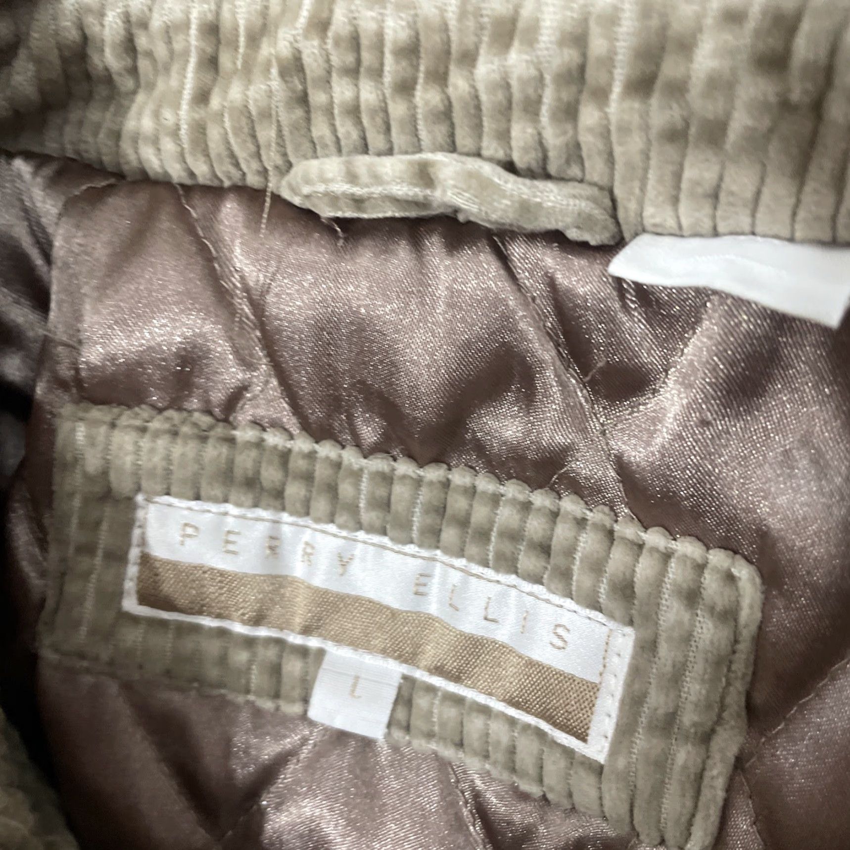 Perry Ellis VINTAGE Perry Ellis Corduroy Jacket Men L Khaki Brown Lined Western Bomber 90s Coat Size US L / EU 52-54 / 3 - 5 Thumbnail