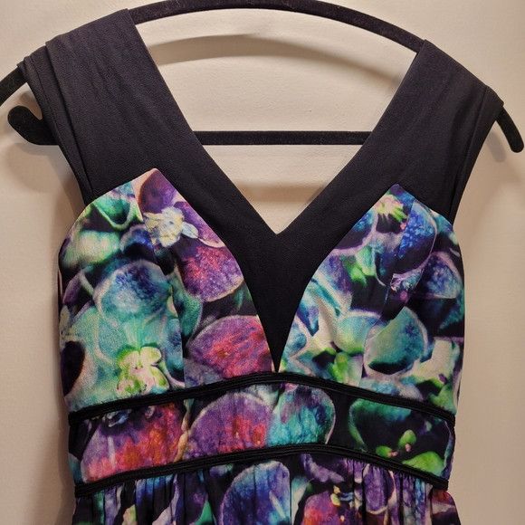 Sandro Sandro 100% silk abstract blue & purple flower dress Size XS / US 0-2 / IT 36-38 - 5 Thumbnail