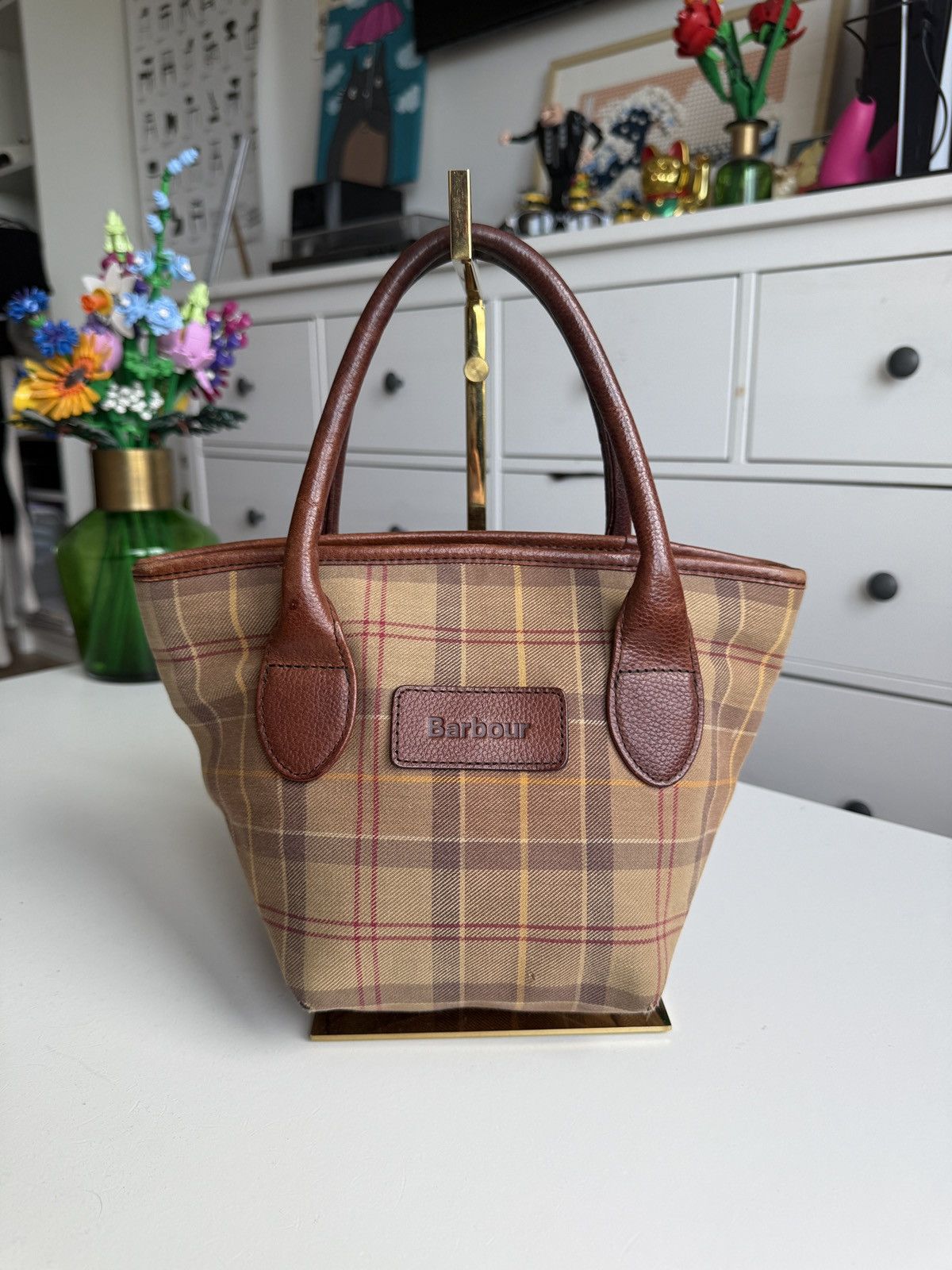 Barbour × Designer Barbour tartan big logo mini handbag designer old money rare Size ONE SIZE - 1 Thumbnail