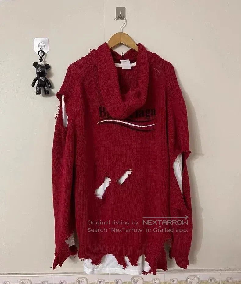 Balenciaga Balenciaga Coke Destroyed Sweater Size US S / EU 44-46 / 1 - 1 Thumbnail