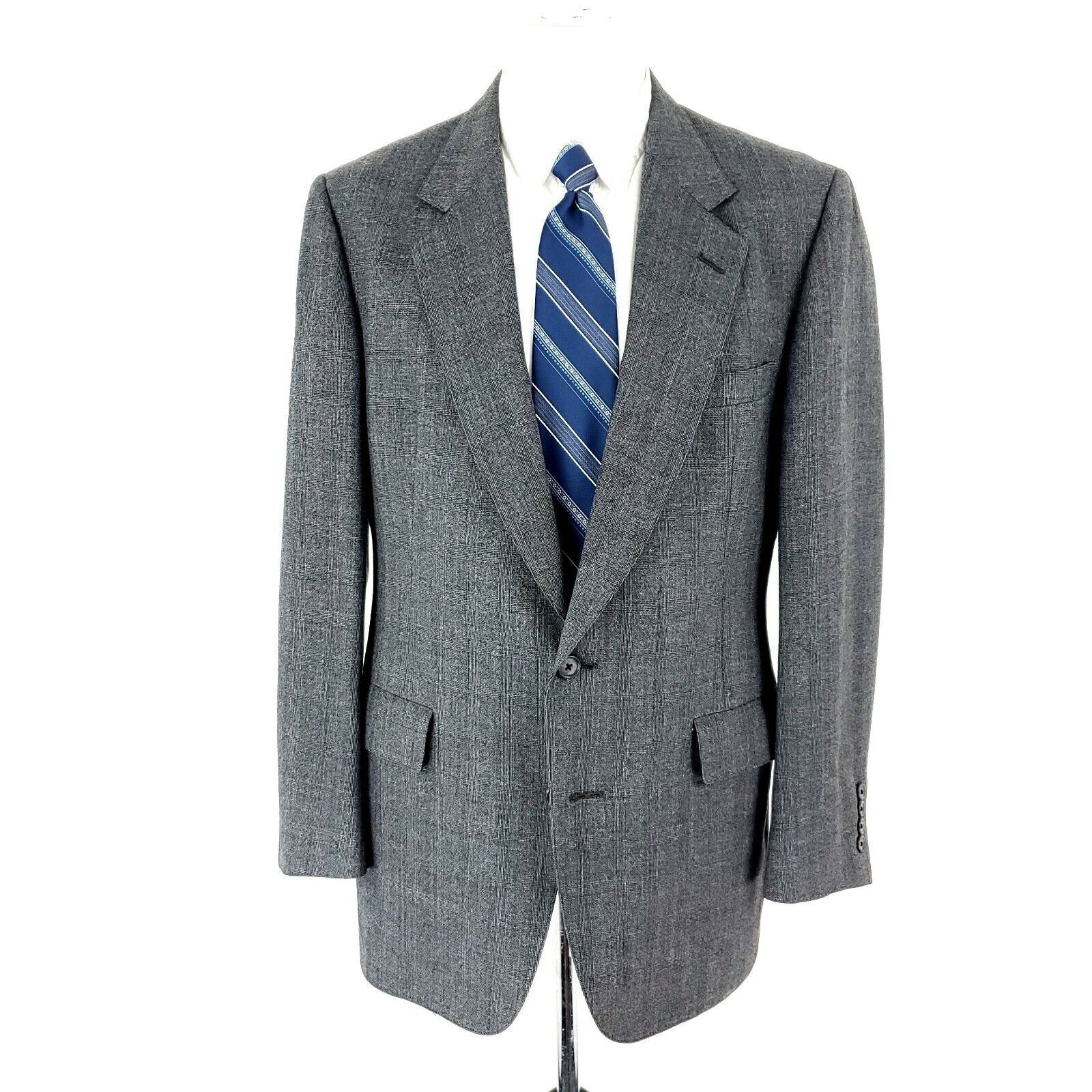 Hart Schaffner Marx Hart Schaffner Marx Wool 2 Button Sport Coat 40R Gray Plaid Size 40R - 3 Thumbnail