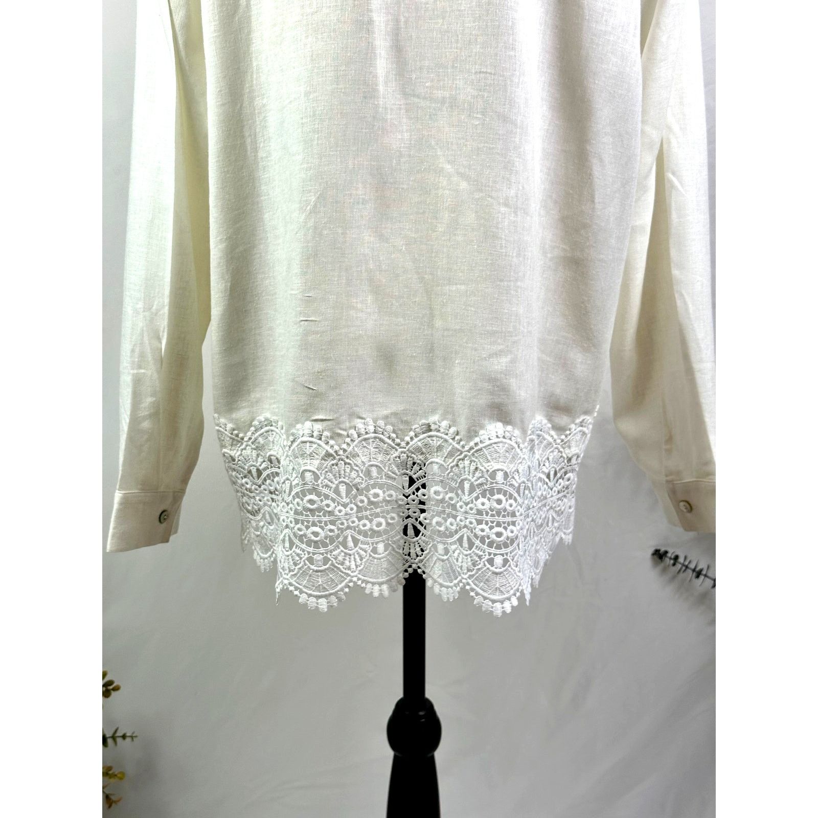 Other Susan Graver Cross-Dyed Linen Blend Button Shirt Cream M Size M / US 6-8 / IT 42-44 - 14 Thumbnail