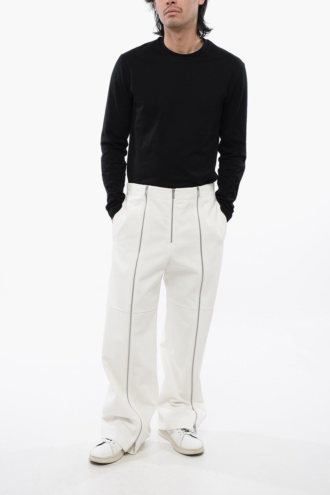 Jil Sander og1mm0625 Zipped High-Waisted Pant in White Size US 32 / EU 48 - 4 Thumbnail