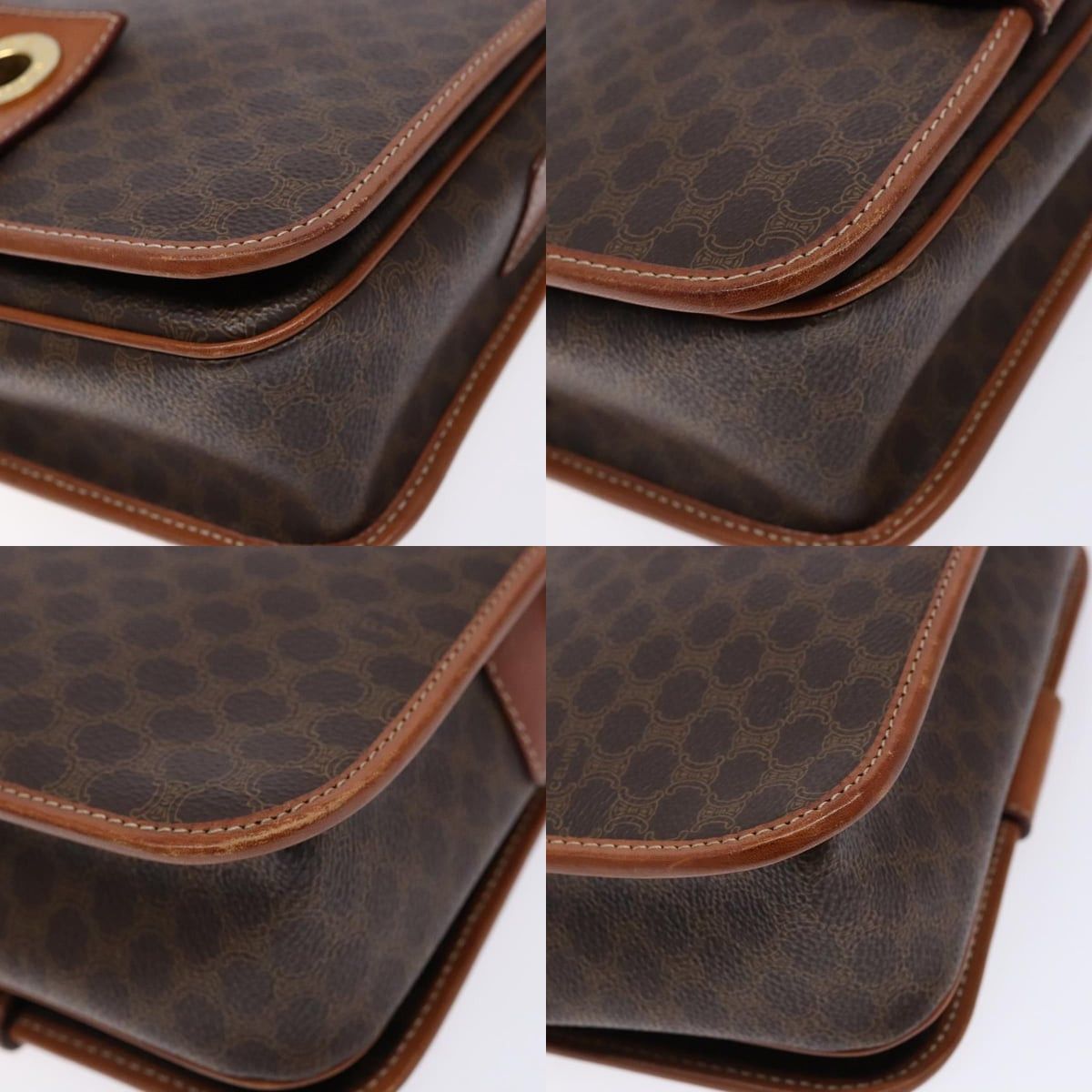 Celine CELINE Macadam Canvas Shoulder Bag Pvc Leather Brown Gold Size ONE SIZE - 10 Thumbnail