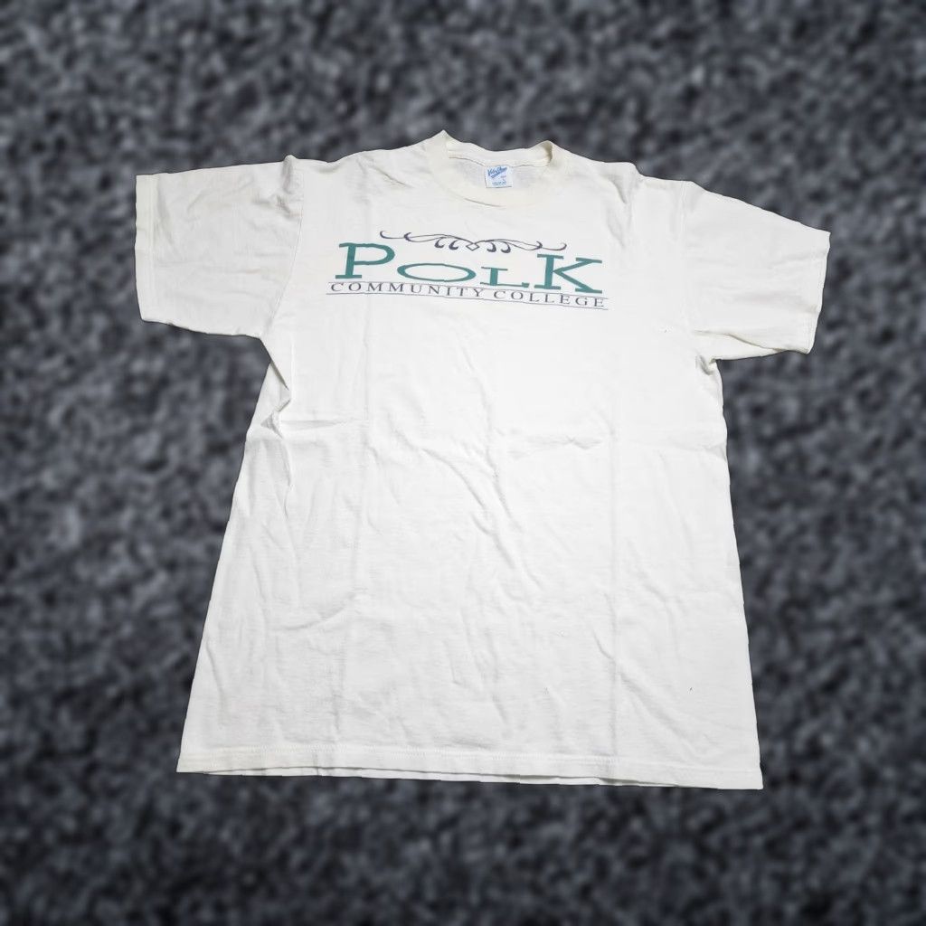 Velva Sheen Vintage Velva Sheen 80s Men’s T-Shirt Adult Large Florida Polk Community College Distressed Cotton Size US L / EU 52-54 / 3 - 1 Thumbnail