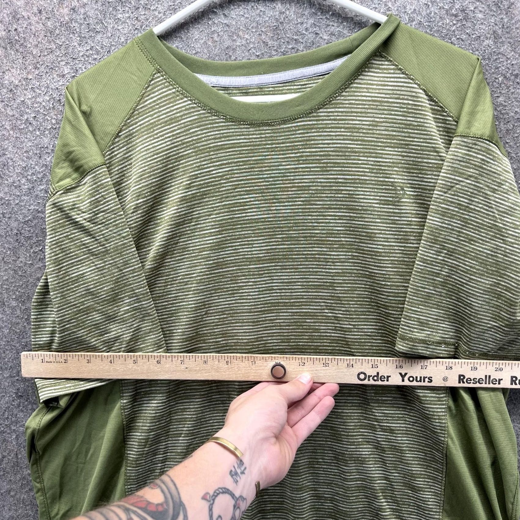 Vintage Reel Legends Shirt Mens Large Green Striped Freeline Life Tee Tagless Outdoor Summer Reg/Adult Size US L / EU 52-54 / 3 - 6 Thumbnail