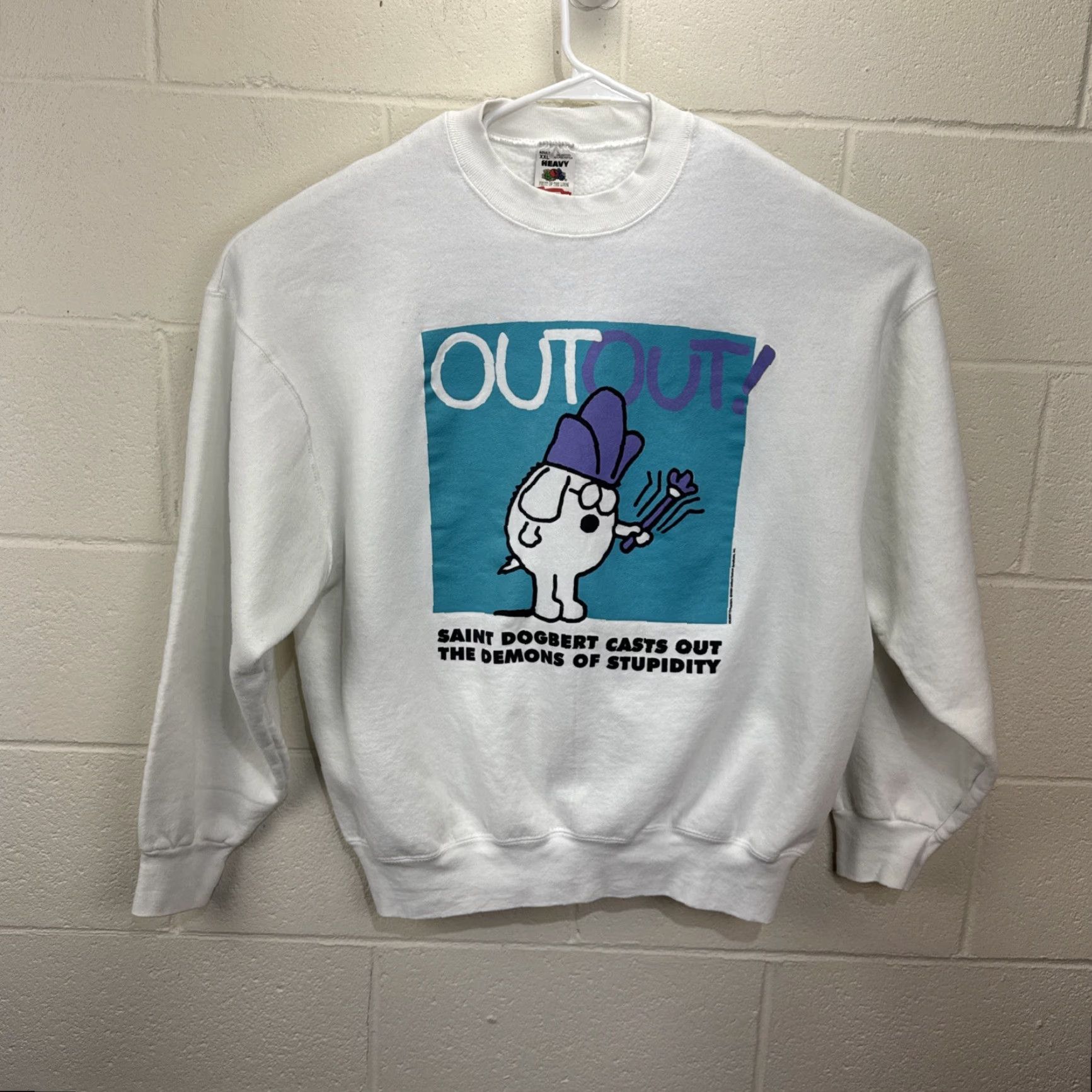 Fruit Of The Loom VINTAGE Fruit of the Loom Dilbert Dogbert Out Out Sweatshirt Crewneck White Mens XXL 80s 90s Cartoon Graphic Print Pullover Sweatshirt Men Size US XXL / EU 58 / 5 - 2 Thumbnail
