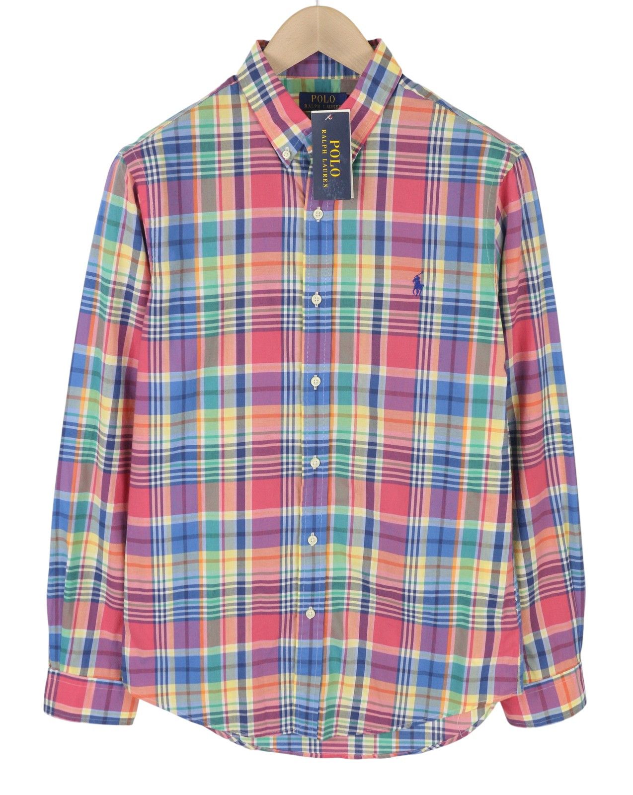 M Colourful Check Button-Down Neck Slim Fit Logo 87029