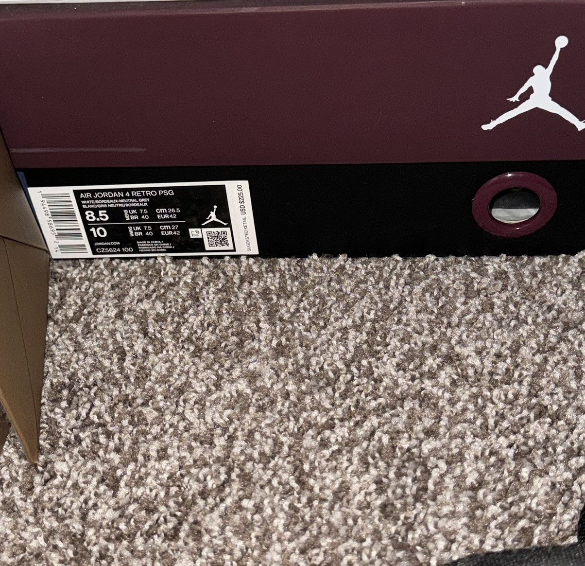 Jordan Brand Paris Saint-Germain X Air Jordan 4 Retro ‘Bordeaux’ Size 8.5 Size US 8.5 / EU 41-42 - 7 Thumbnail