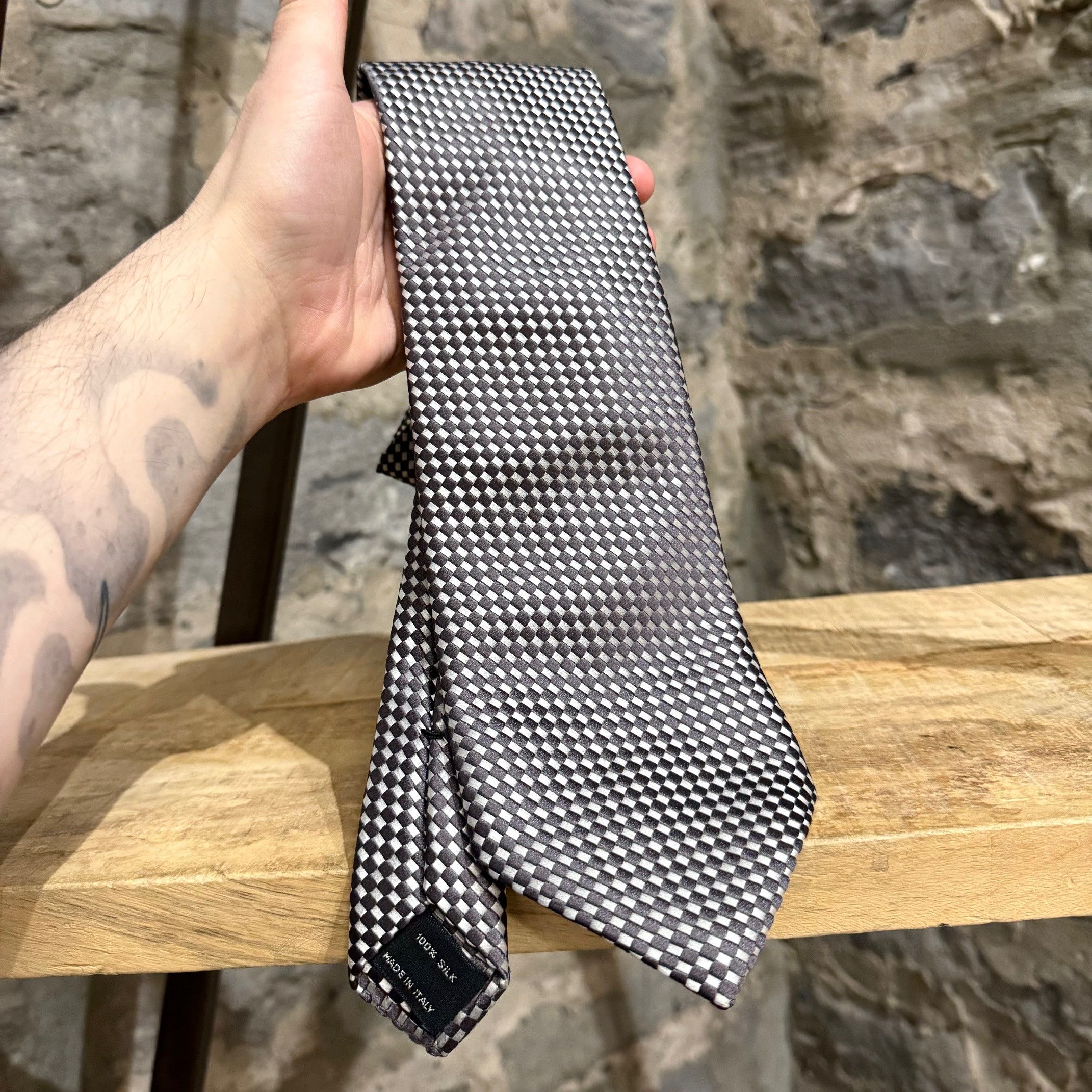 Tom Ford Tom Ford Brown White Jacquard Silk Tie Size ONE SIZE - 2 Thumbnail