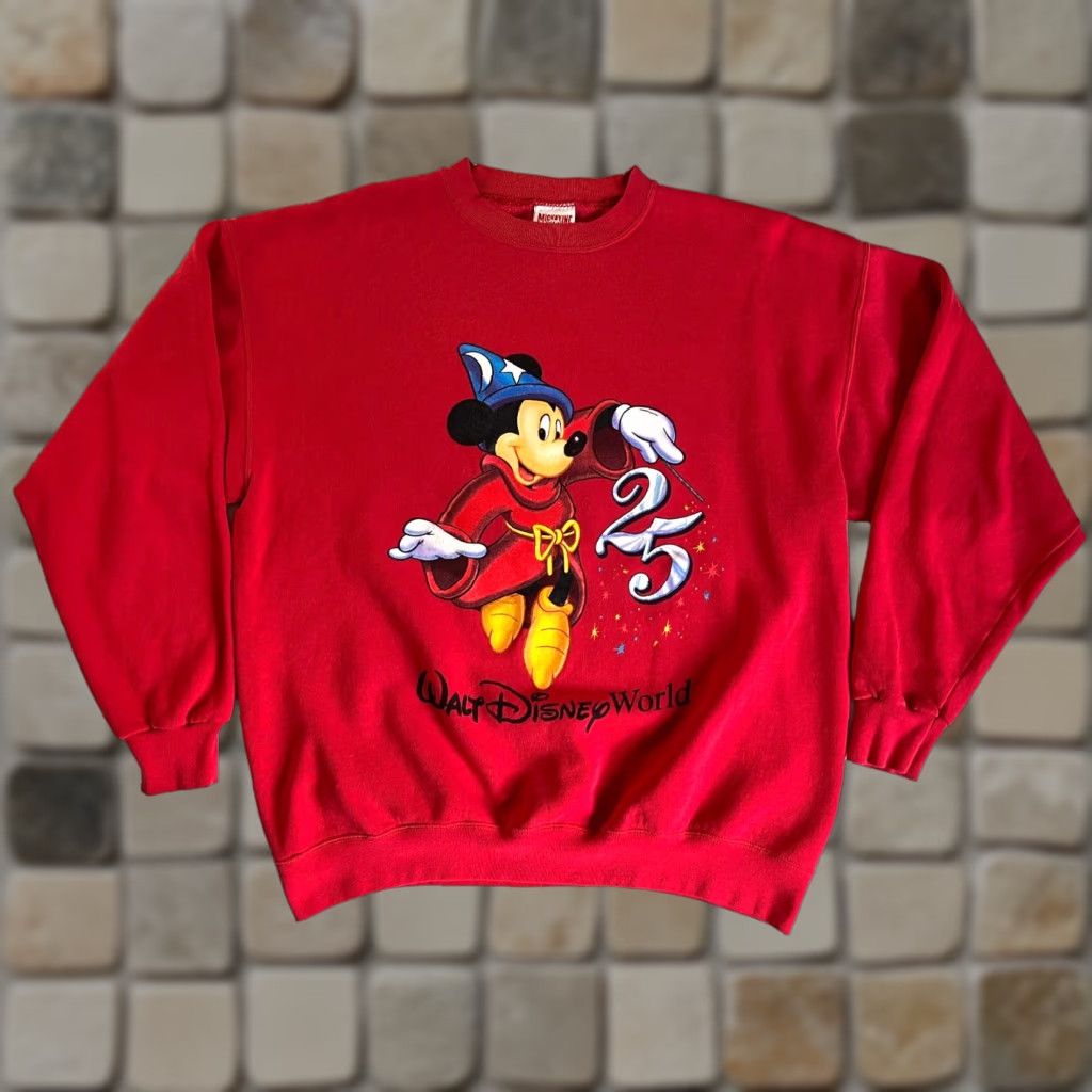 Disney VINTAGE Mickey, Inc Sweatshirt Mickey Mouse 25 Crewneck USA Disney Red L Mens Size US L / EU 52-54 / 3 - 1 Thumbnail