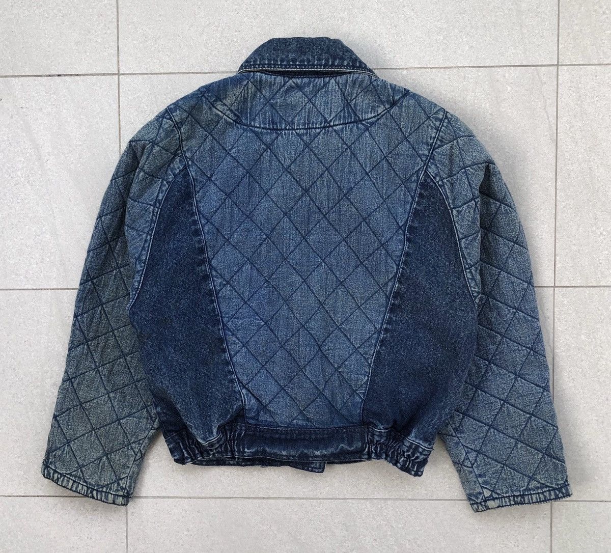 Vintage YVES BOUTIQUE Double Collar Biker Cropped Quilted Jacket Size M / US 6-8 / IT 42-44 - 15 Thumbnail