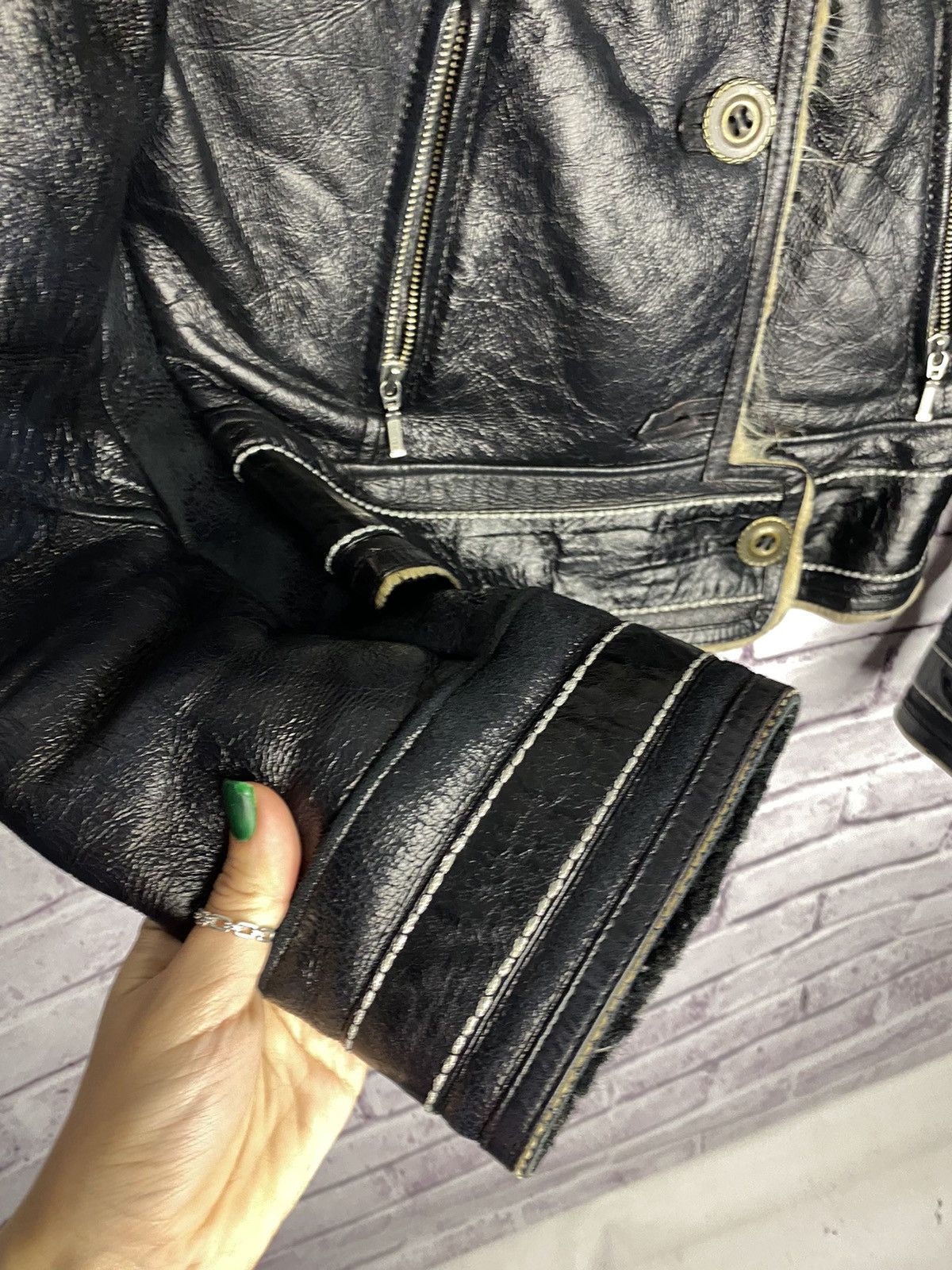 Other Vintage Avant Garde women's leather jacket with natural fur Size S / US 4 / IT 40 - 4 Thumbnail