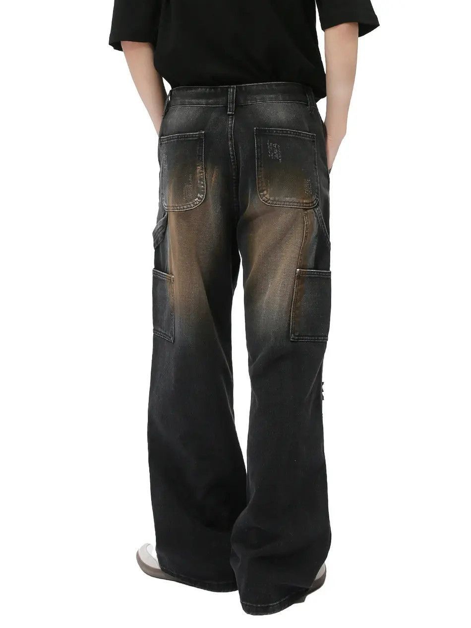 Japanese Brand Retro graffiti straight leg patchwork ripped jeans Size US 32 / EU 48 - 4 Thumbnail