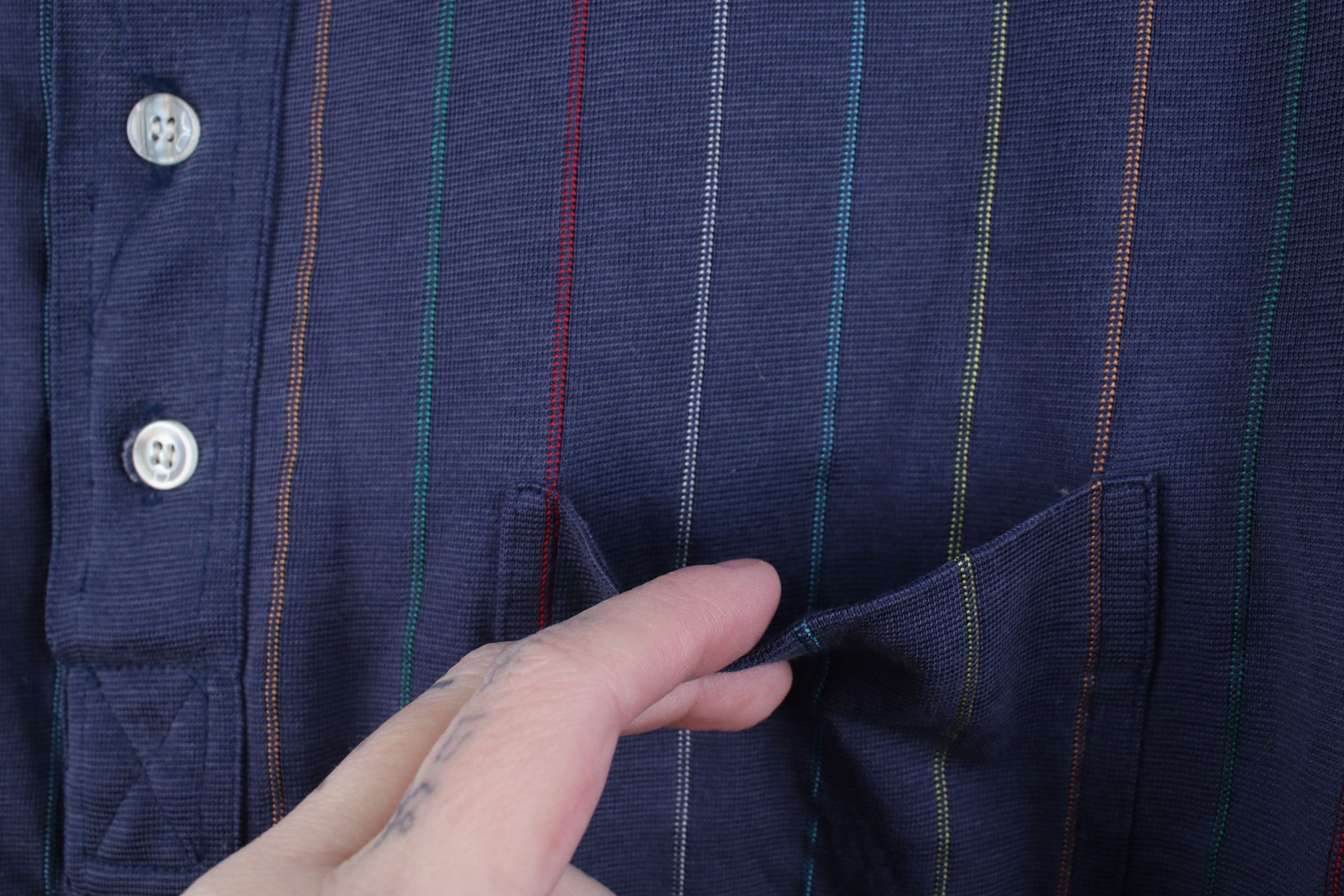 Vintage Vintage 70s 80s Streetwear Thin Rainbow Striped Knit Polo Size US L / EU 52-54 / 3 - 5 Thumbnail