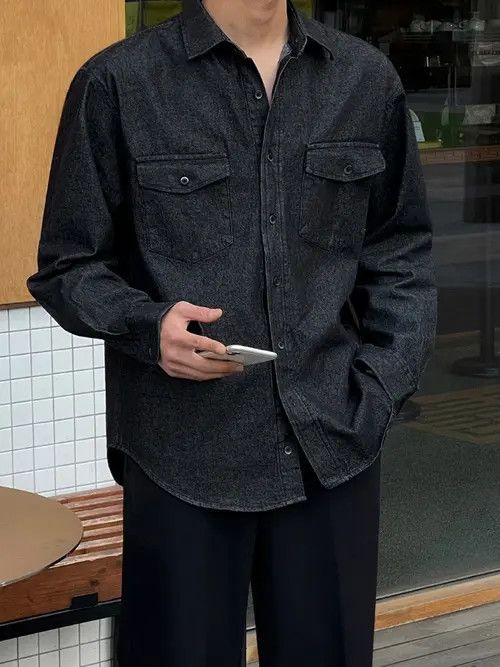 VIBE Jean Long Sleeve Button Up Shirt Size US M / EU 48-50 / 2 - 1 Thumbnail