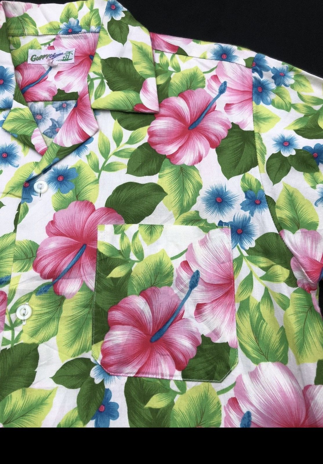 Japanese Brand Vintage 80s Guppy Okinawa Hibiscus Hawaiian Shirt Size US M / EU 48-50 / 2 - 9 Thumbnail