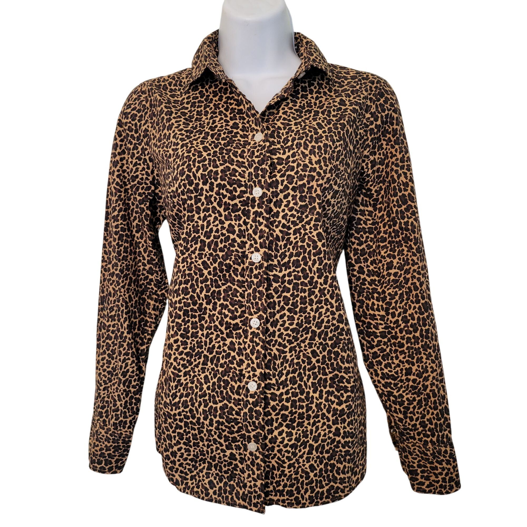 J.Crew J Crew Leopard Print Button Up Shirt XS Cotton Business Care Size XS / US 0-2 / IT 36-38 - 1 Thumbnail