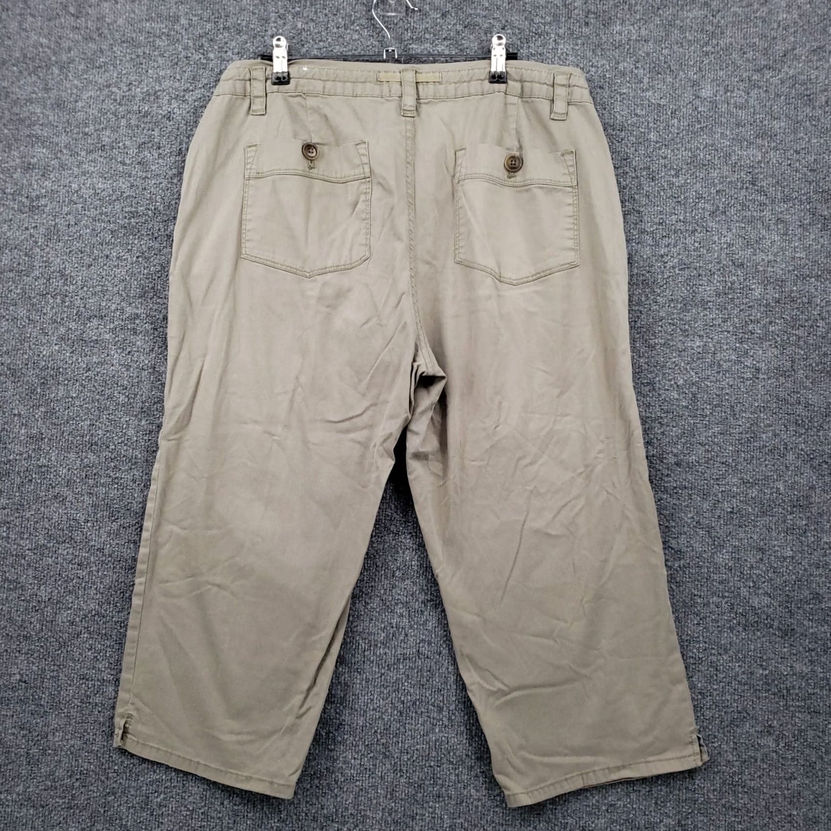 George George & Martha Pants Womens 16 Capri Zip Draw String Brown Mid Rise Wide-Leg Capris Belted Casual Formal Brown Cotton Blend 20 in Inseam Womens Pants Size 38" / US 16 / IT 52 - 2 Thumbnail