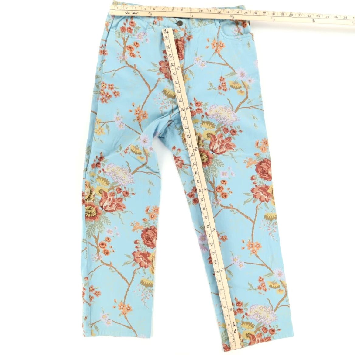 Vintage Harold's High Rise Straight Leg Canvas Jeans Blue Floral Women's 10 Size 32" / US 10 / IT 46 - 3 Thumbnail