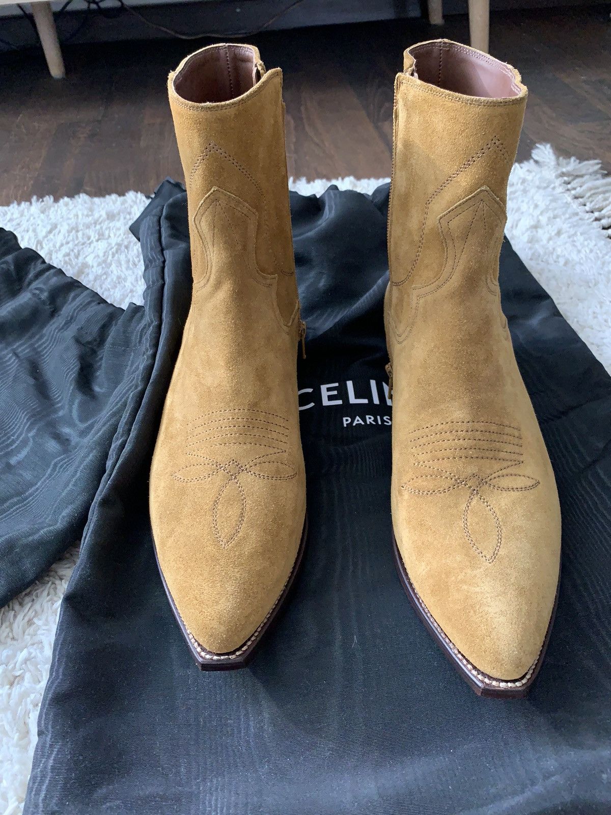 Celine Celine Zipped Wester Boots in Suede Calfskin | Grailed