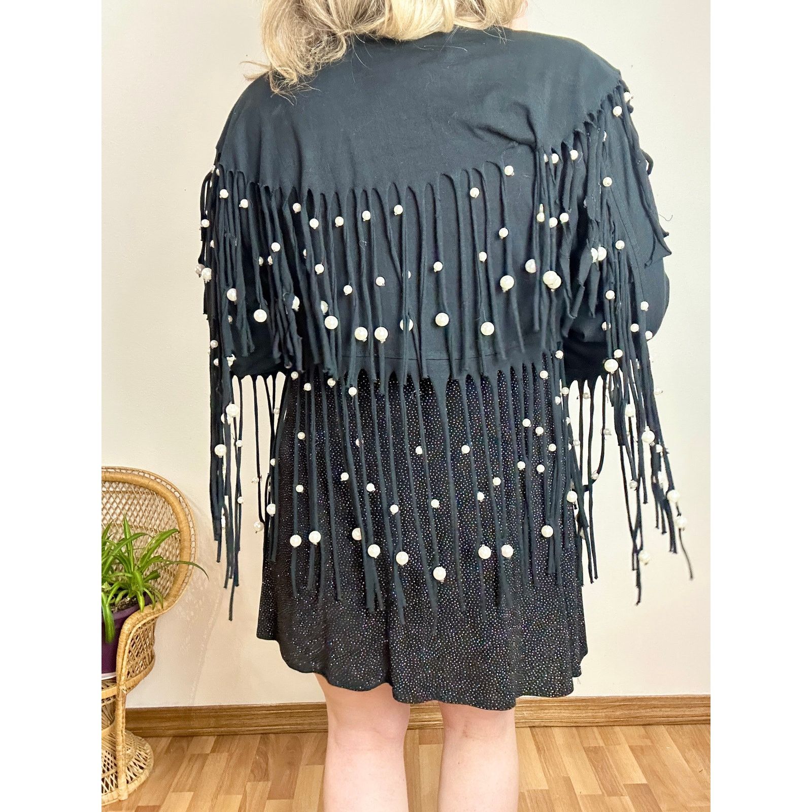 Vintage 80’s Pearl Fringe Bolero Jacket size large Size L / US 10 / IT 46 - 4 Thumbnail