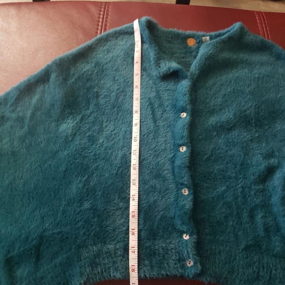 Designer CT1289a Free People Ladies Button Down Teal Sweater. Large Size L / US 10 / IT 46 - 8 Thumbnail