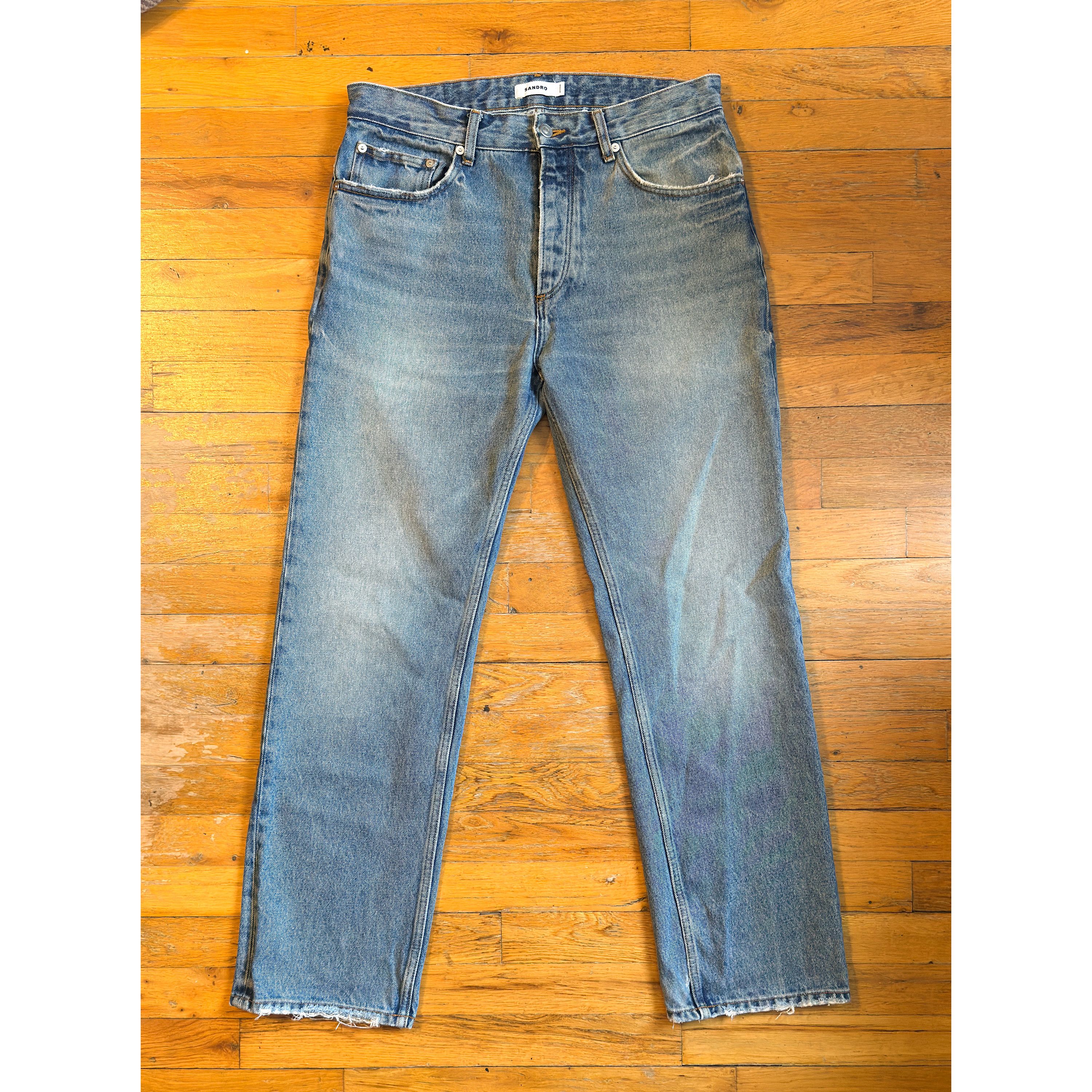 Sandro Faded Organic Cotton Straight Leg Jeans Size US 31 - 2 Thumbnail