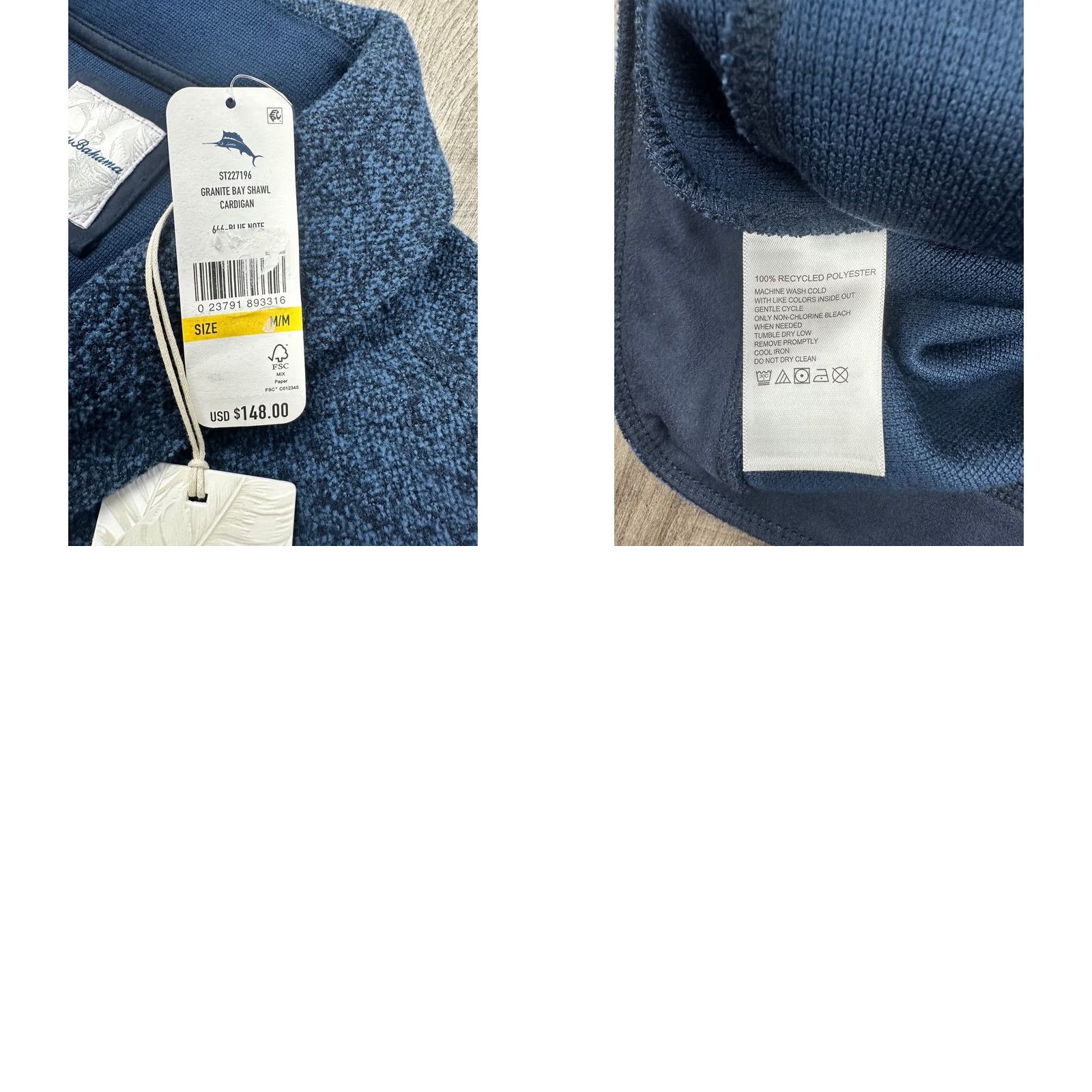 Tommy Bahama Tommy Bahama Shawl Cardigan M Blue Granite Bay Recycled Polyester NWT Men Size US M / EU 48-50 / 2 - 8 Thumbnail