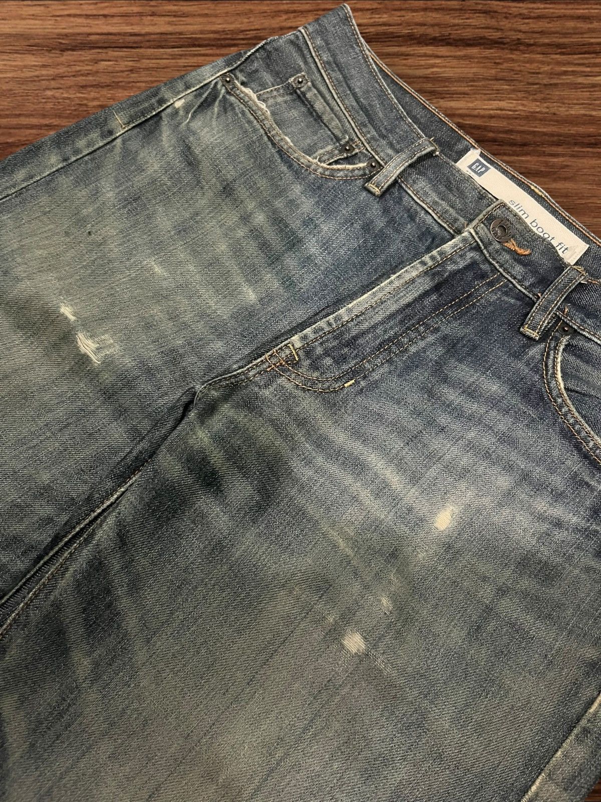 If Six Was Nine × Japanese Brand × Le Grande Bleu (L.G.B.) ⚡️Flare⚡️Vintage Gap Slim Boot Fit Faded Mud Washed Jeans Size US 33 - 5 Thumbnail