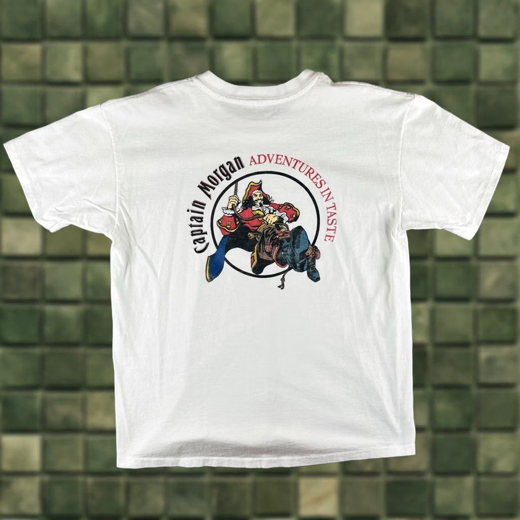 Vintage VINTAGE Captain Morgan T Shirt 90s White XL Men Short Sleeve Crew Neck Graphic Adve ntures In Taste Mens Size US XL / EU 56 / 4 - 1 Thumbnail