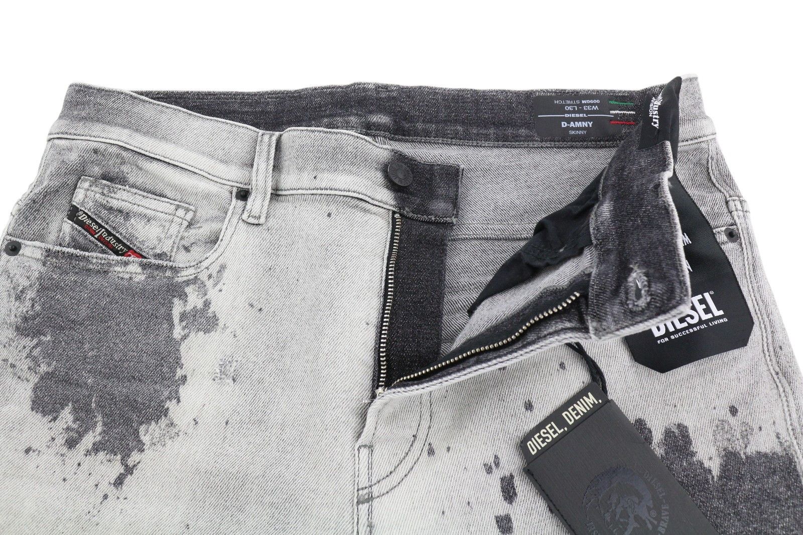 Diesel D-AMNY 009GM W33/L30 Skinny Stretch Grey Jeans 40909 Size US 33 - 4 Thumbnail