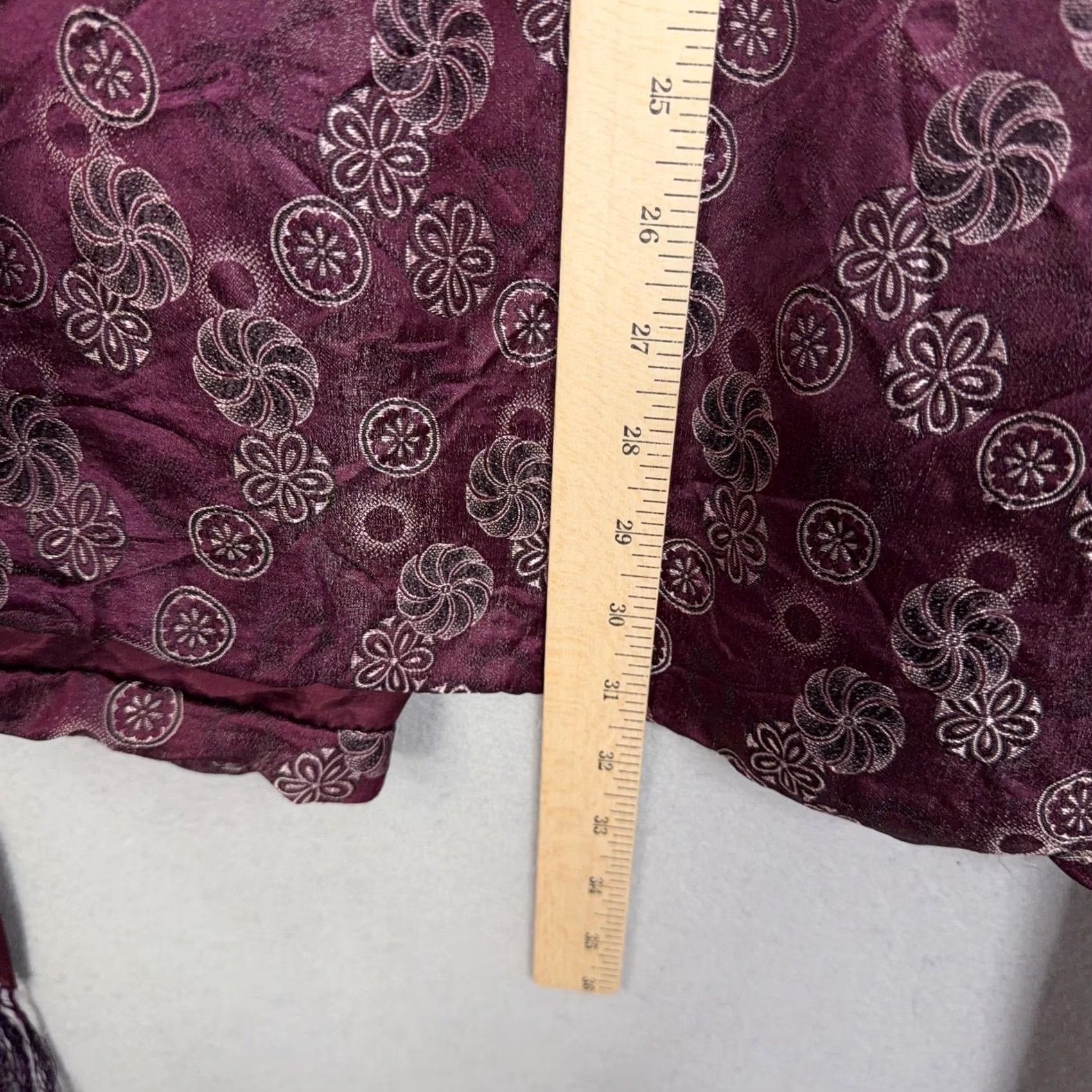 Vintage VINTAGE Satin Robe Womens Medium Purple Floral Kimono Tassel Belted Lounge Asian Size ONE SIZE - 7 Thumbnail