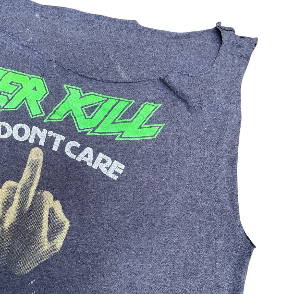 Band Tees Vintage Overkill Band T-Shirt – Thrashed Cut-Off Sleeveless Size US XL / EU 56 / 4 - 5 Thumbnail