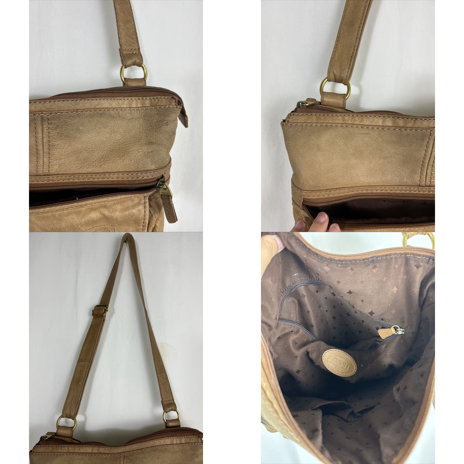 Fossil Fossil Shoulder Bag Brown Leather Crossbody Zipper Front Flap 11x11.5x2 Women Size ONE SIZE - 8 Thumbnail