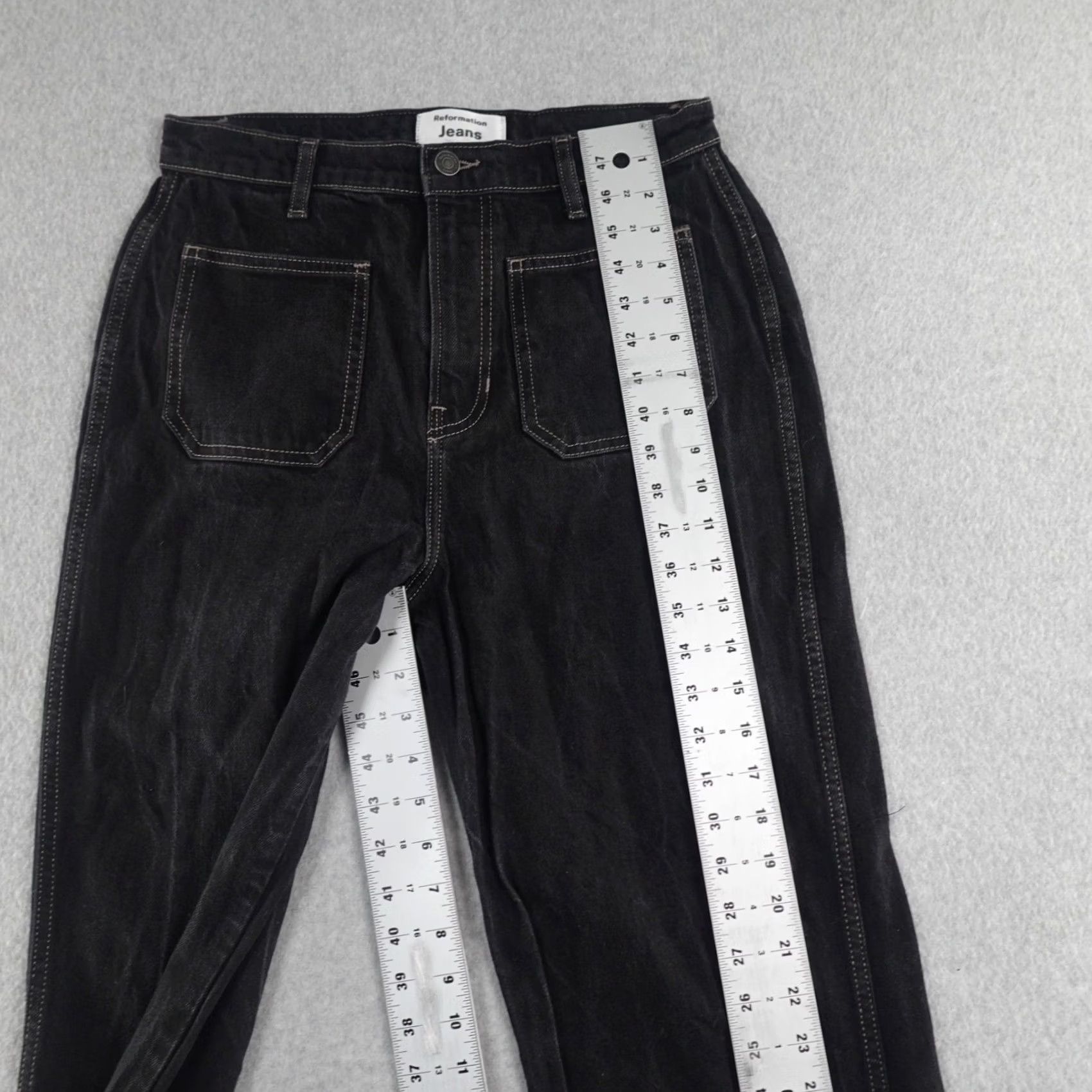 Reformation Reformation Jeans Women's 29X32 Alyssa High Rise Wide Leg Black Denim Jeans Size 29" - 5 Thumbnail