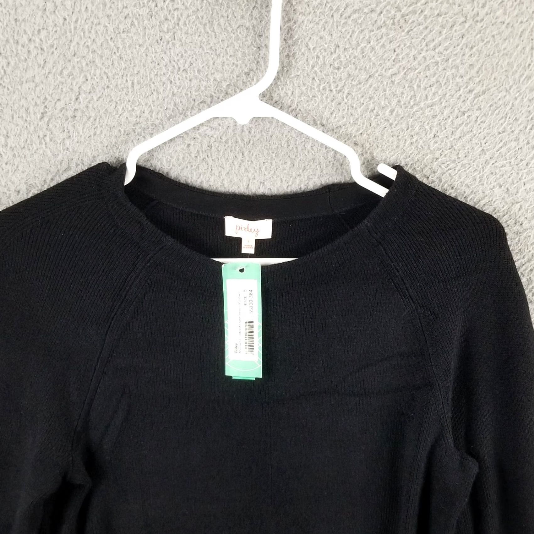 Vintage PIXLEY Sweater Flare Sleeve Black Teen Small Pullover Knit Round Neck Long Sleeve Winter Fall Women’s XS-Teen Small No pattern Size S / US 4 / IT 40 - 2 Thumbnail