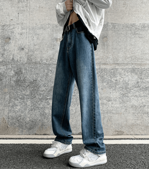 Japanese Brand × Jean Retro blue straight-leg trendy loose wide-leg bootcut jeans Size US 32 / EU 48 - 3 Thumbnail